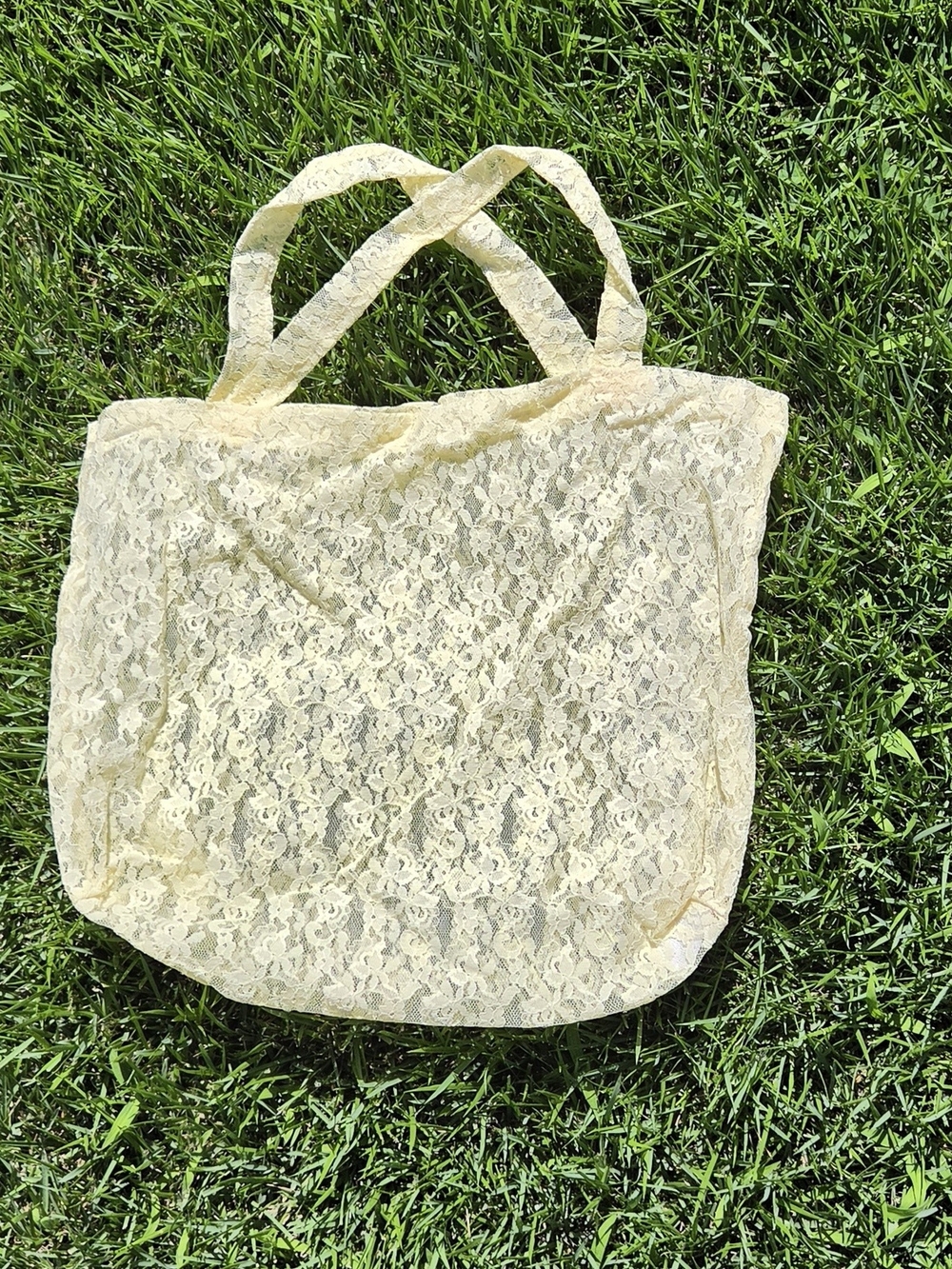 Handmade Lace Tote Bag in Yellow - Women's Carryall